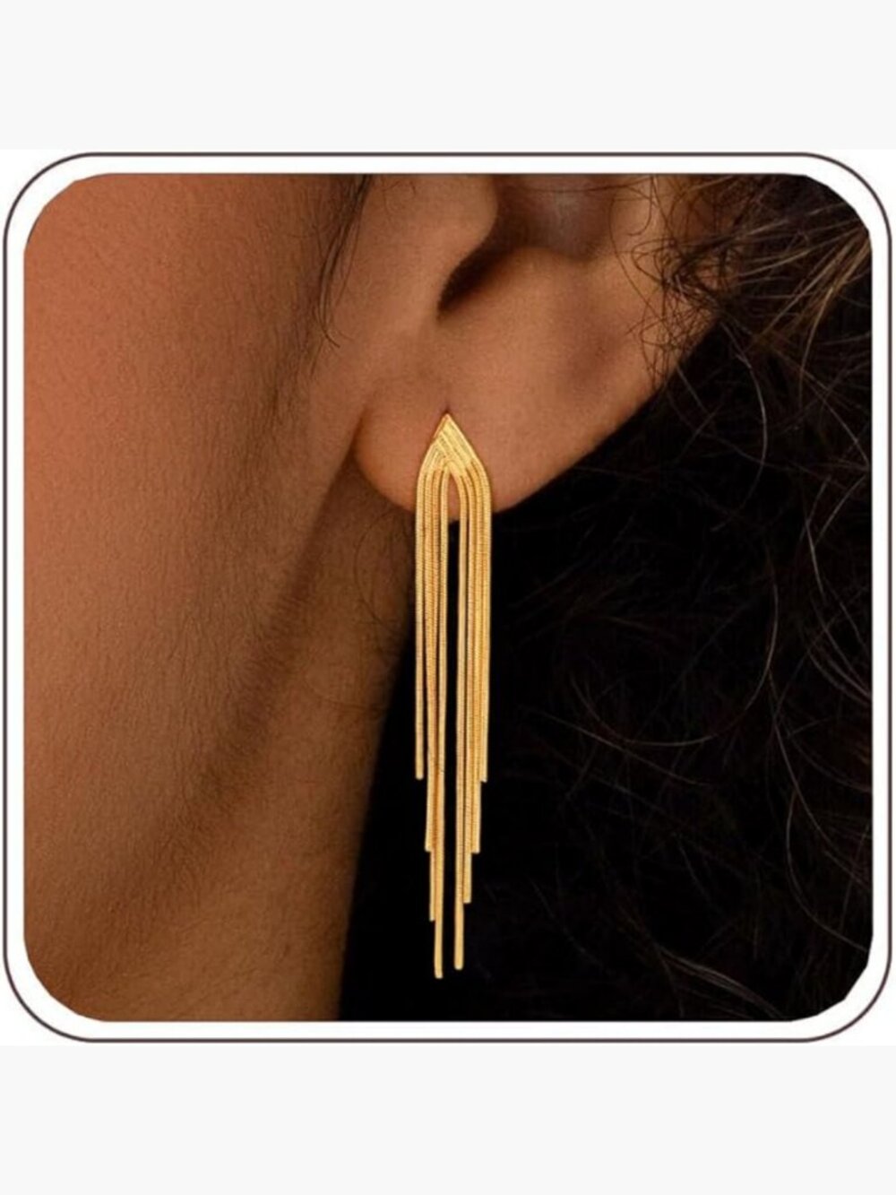 Long Gold Drop Earrings 14K Plated Statement Chain Dangle Tassel Earrings